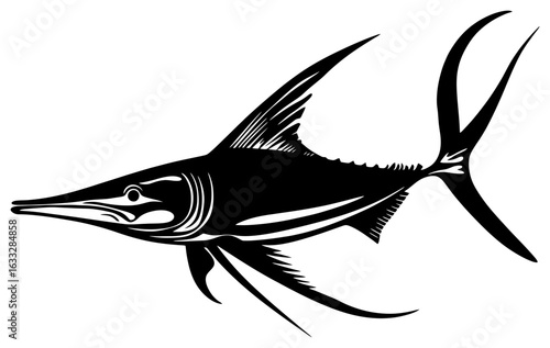Sword fish silhouette drawing