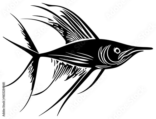 Sword fish silhouette drawing