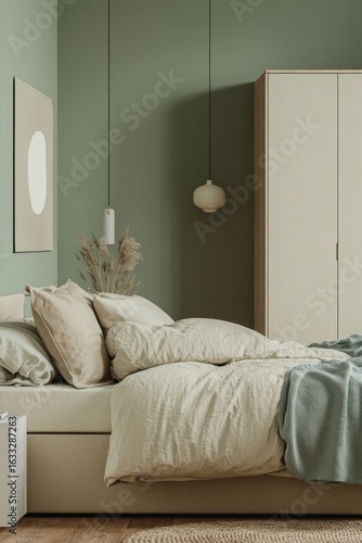 Muted tones bedroom with light, airy feel