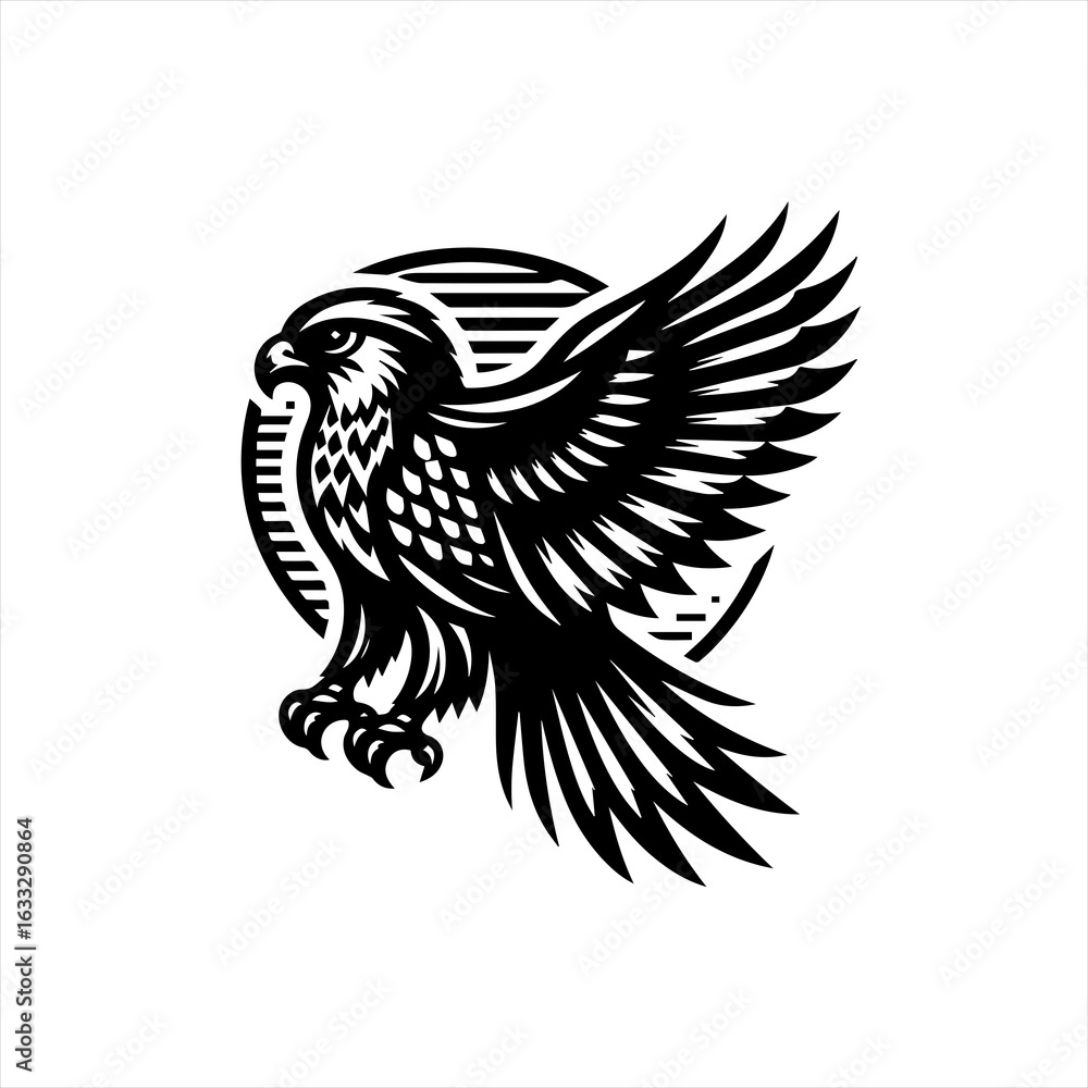 Obraz premium Majestic Hawk Emblem with Spread Wings.