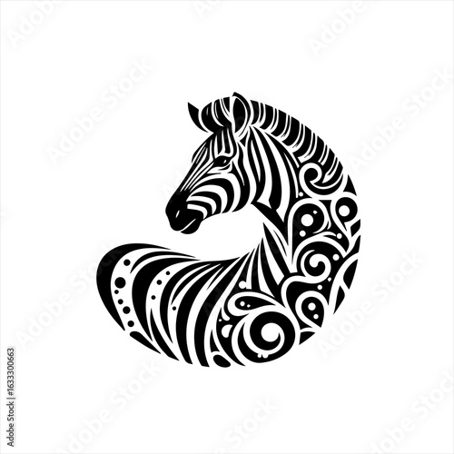 Wallpaper Mural Stylized Black and White Zebra Illustration. Torontodigital.ca