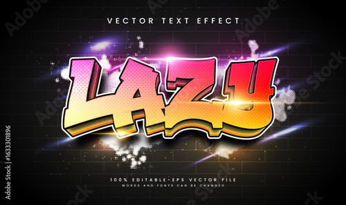 Editable graffiti text style effect, vibrant colors, brick wall background. Perfect for design projects.