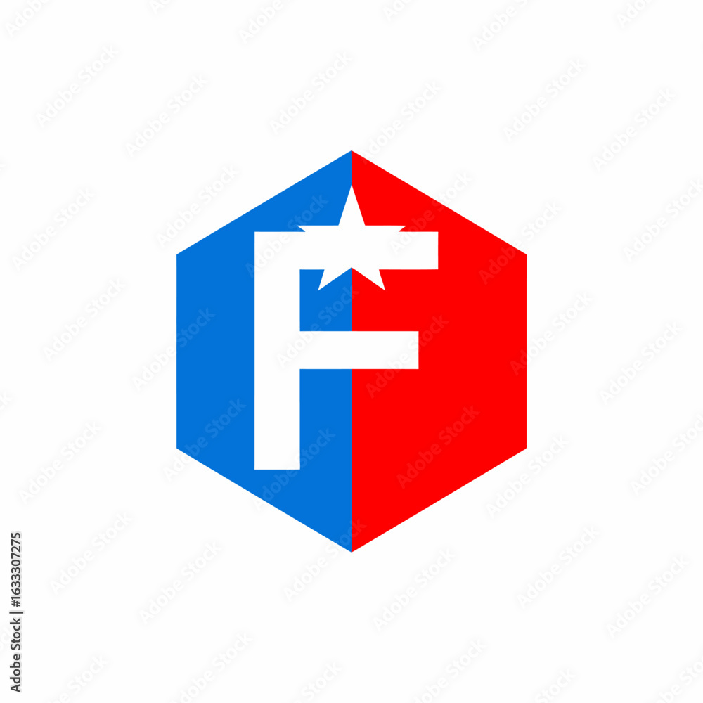 Obraz premium Bold Hexagonal Letter F Logo with Star Design