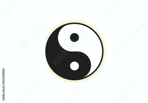A yin and yang symbol with a thin pale yellow border against a plain white background