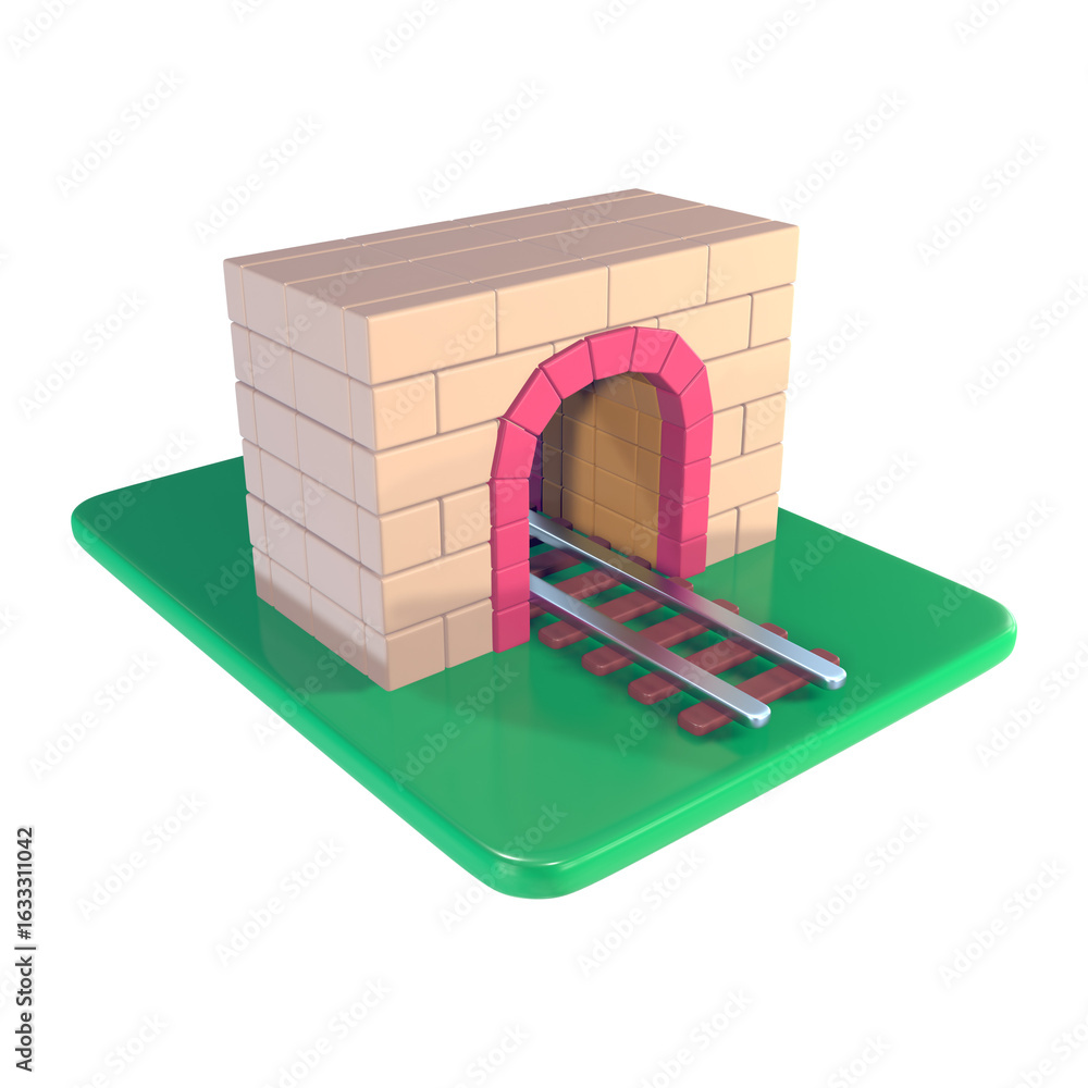 Obraz premium Tunnel Railway 3D Illustration Icon