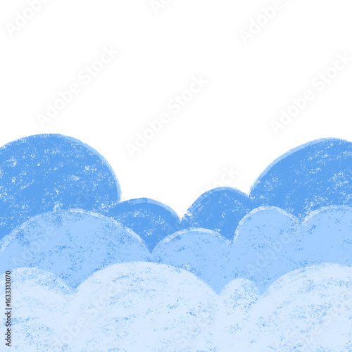Layered Blue Clouds with Texture – Cute Sky Background Illustration