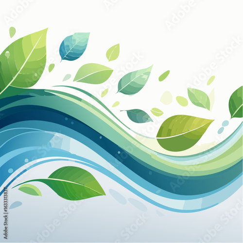Vector-based abstract shapes inspired by nature, such as leaves or water flow, semi-transparent elements, soft organic geometry, arranged for motion background, aesthetically layered