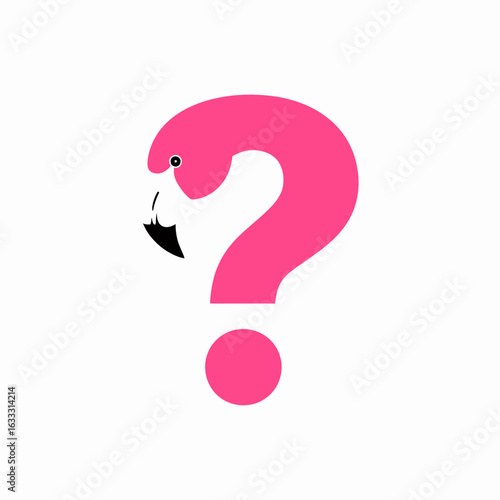 Pink Flamingo Question Mark: Bird-Shaped Punctuation with Black Beak