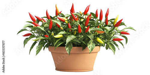 Potted Ornamental Chili Plant Isolated Decorative Herb Transparent Background