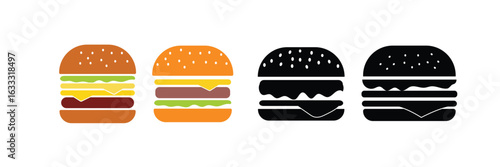 Burger icon, symbol vector illustration. cheese burger sign and symbol. hamburger icon. 
