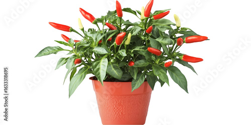 Potted Ornamental Chili Plant Isolated Decorative Herb Transparent Background