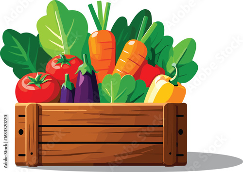 Fresh Vegetables in Wooden Crate