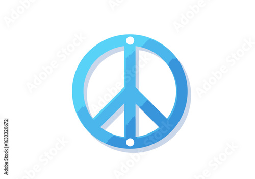 Blue peace symbol with two white circles on a white background