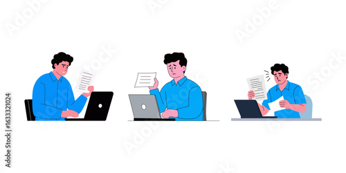 vector illustration of a person having a headache with work