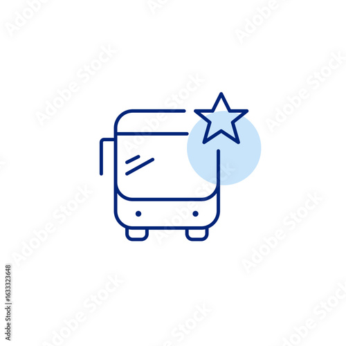 Bus and star. Favorite routes and VIP transportation services. Pixel perfect, editable stroke vector icon