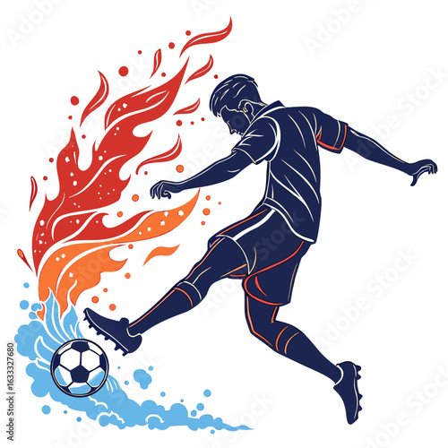 soccer player kicking ball