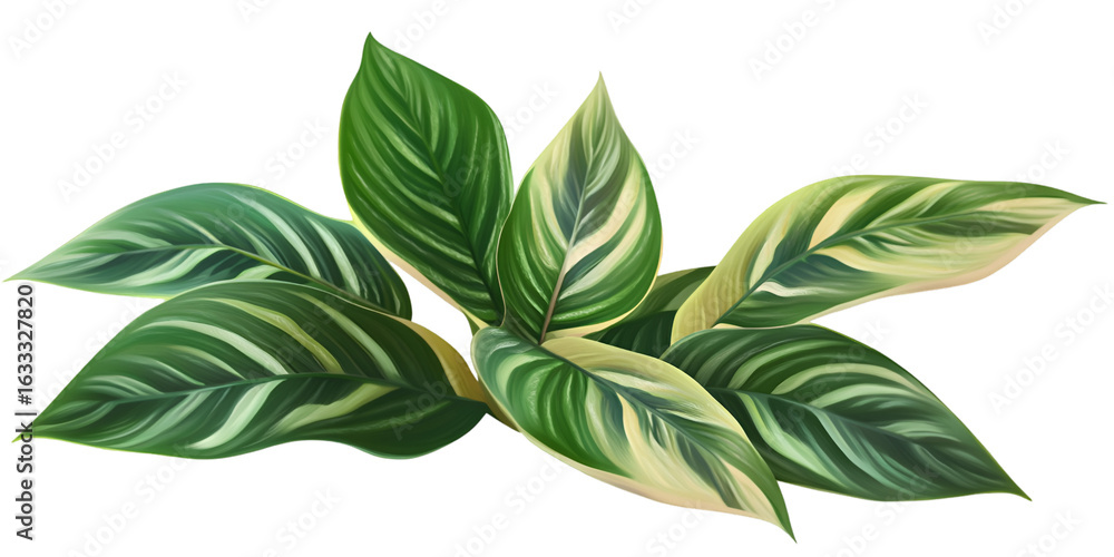 Naklejka premium Prayer Plant with Folded Leaves Tropical Houseplant Botanical Transparent Background
