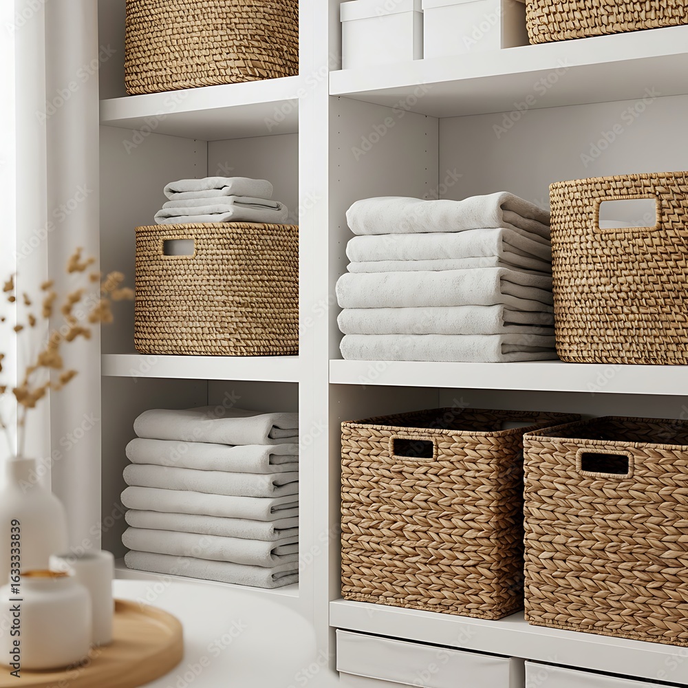 custom made wallpaper toronto digital収納バスケットとタオルの整理整頓