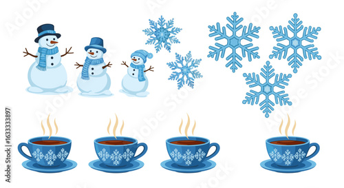 Snowman snowflake winter holiday christmas coffee cup hot cocoa season