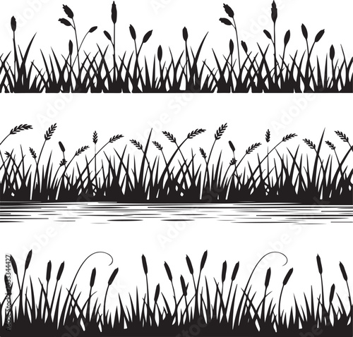 Cattail Silhouette Vector | Wetland Plant Clipart  Wild Cattail Silhouette | Marsh Grass Design  Cattail Plant Silhouette | Nature Botanical Art