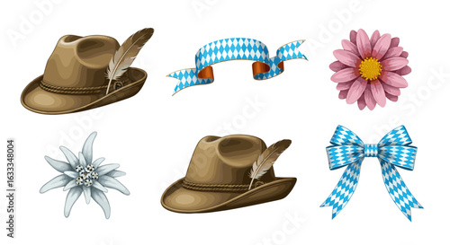 Oktoberfest bavarian hat edelweiss flower ribbon bow german culture design