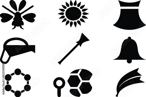 Set of abstract black silhouettes icons for download awesome icons pack download vector