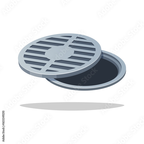 Manhole cover vector isolated on white background. Open manhole.