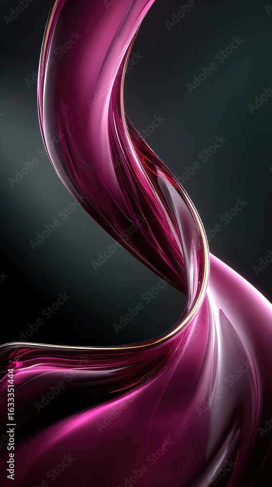 Naklejka premium Fluid, magenta ribbon; dark background