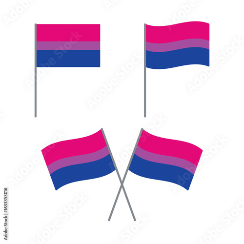Set of bisexual flags. LGBTQI concept. Flat design illustration.	
