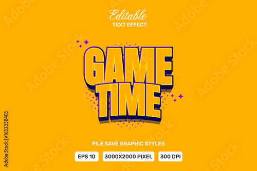 Premium game time text effects can be edited again, suitable poster, template white background.