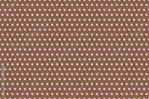Warm brown background with double dots in light pink and dark brown. A stylish polka dot design perfect for fashion, packaging, and home textiles.