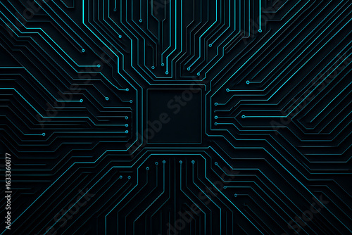Stunning digital circuit board with glowing blue lines, representing advanced technology and innovation