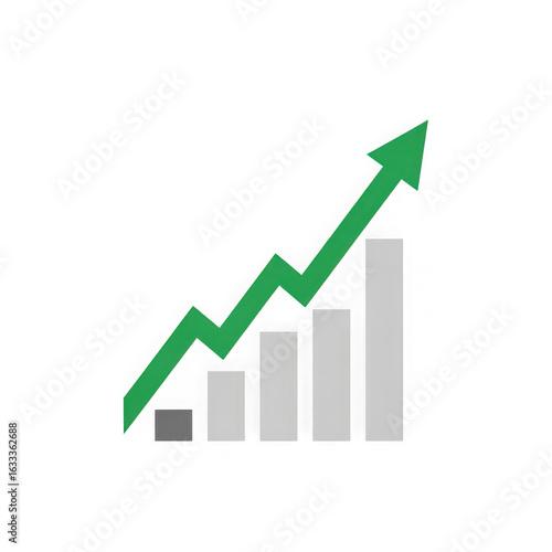 3d icon of an upward trending green arrow and bar graph represent business growth and financial success with a clean modern design isolated on transparent background Free Download 3d icon of an upward trending green arrow and bar graph represent business growth and financial success with a clean modern design isolated on transparent background - GFXLoad