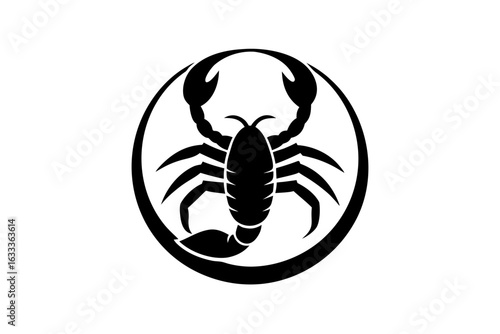 Black silhouette vector illustration of a scorpion arachnid insect animal design on a white background