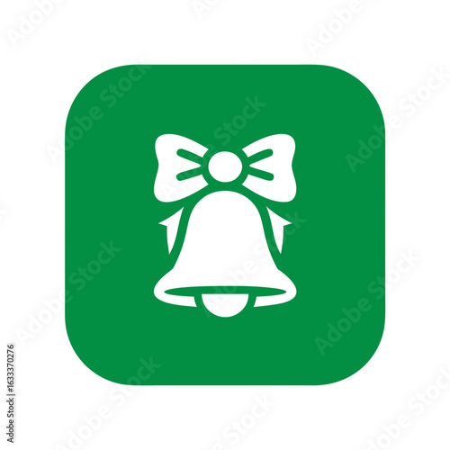 Christmas bell icon on green background