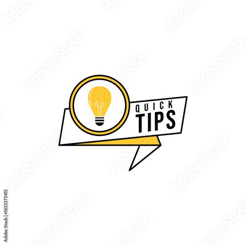 Quick tips message bubble with light bulb emblem. Banner design for business and advertising. Vector illustration.