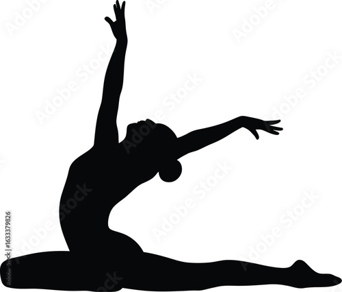 Graceful dancer in silhouette pose ballet yoga
