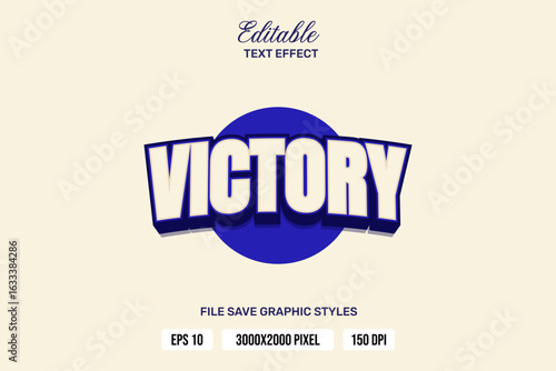 Premium victory text effects can be edited again, suitable poster, template white background.