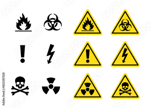 Hazard Icons and Symbols stock illustration