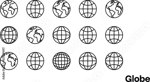 Fifteen globe icons set