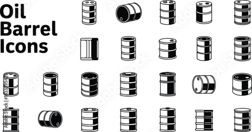 Oil barrel icon set art
