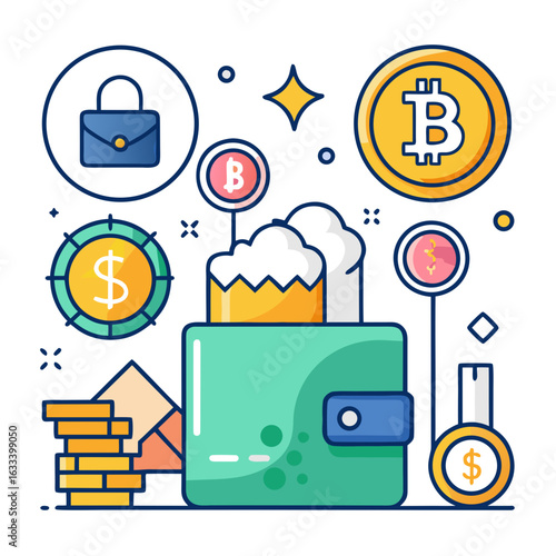 Digital wallet with bitcoin and financial security elements