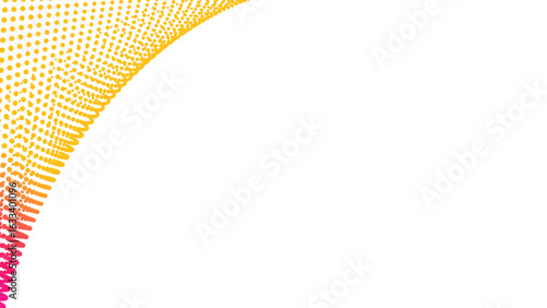 Abstract Gradient Dotted Wave, Pink to Yellow, White Background