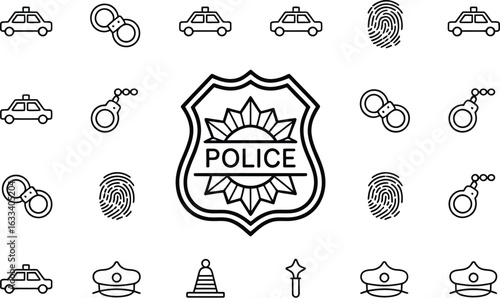 Police icons on white