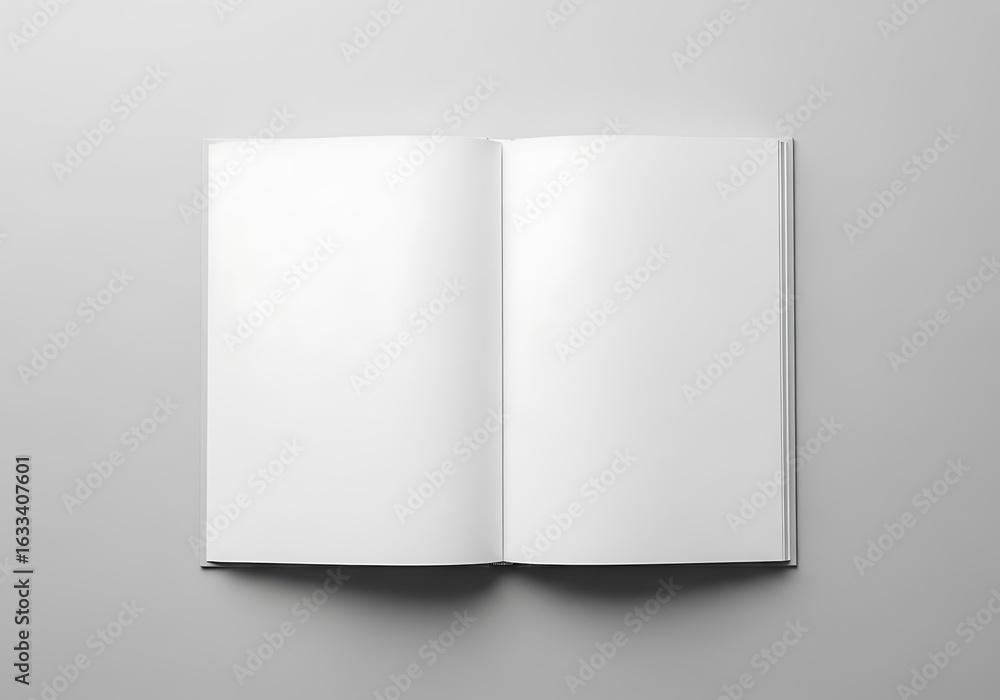 Fototapeta premium Blank open book on a light gray background