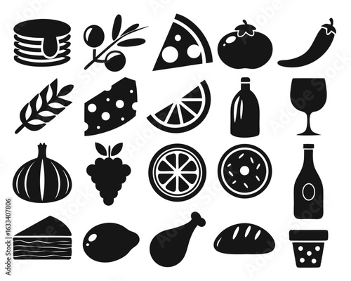 Charming hand drawn italian food assortment featuring mediterranean lunch delights and culinary elements isolated on transparent background