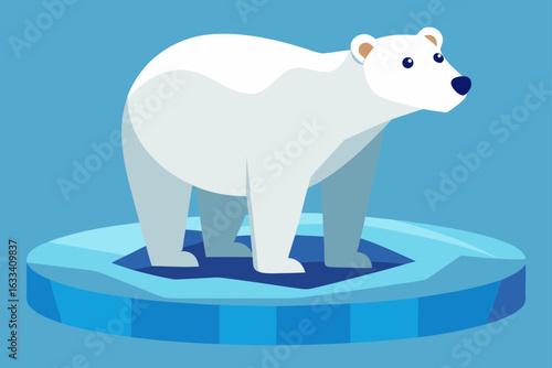 Stylized polar bear standing on an ice floe