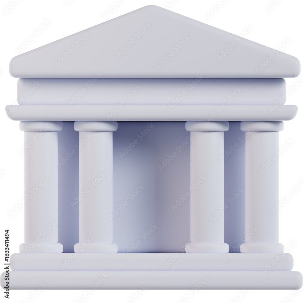 Fototapeta premium Simple 3D Rendered Minimalist Government Building with Columns Architecture