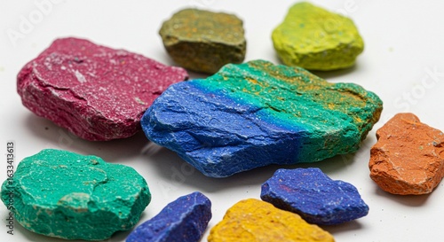 Vibrant mineral rocks in a variety of bright colors