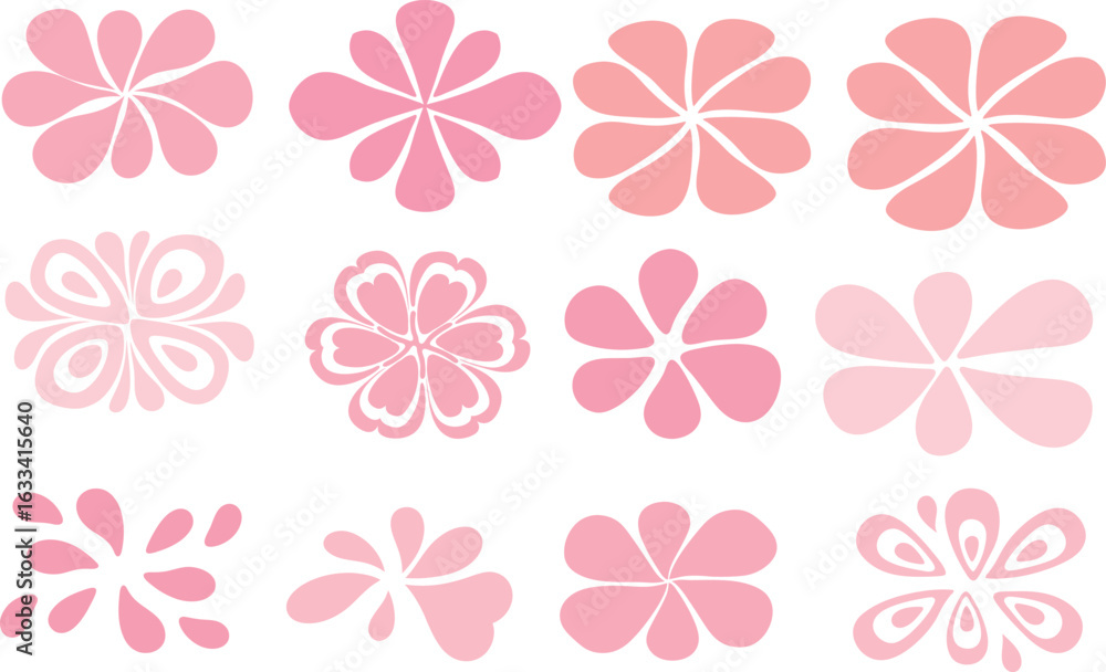 Fototapeta premium Abstract Posters Set with Daisy Flower. Aesthetic Modern Art Illustration. Vector Retro Groovy Pattern. Retro Floral Posters. Matisse curves daisy flowers poster in groovy trippy fu